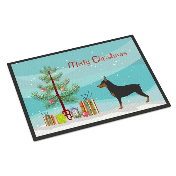 Carolines Treasures Miniature Pinscher Christmas Indoor or Outdoor Mat - 18 x 27 in. BB8485MAT